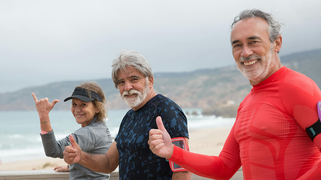 Three seniors exercising